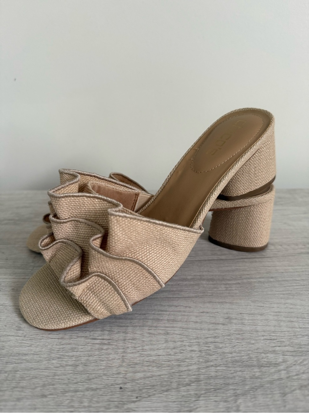 Chico's Neutral Ruffle Slide Sandals - Beige